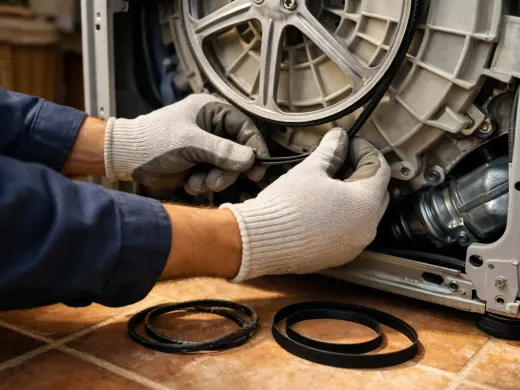 Illustration: a technician inspecting a Boman appliance