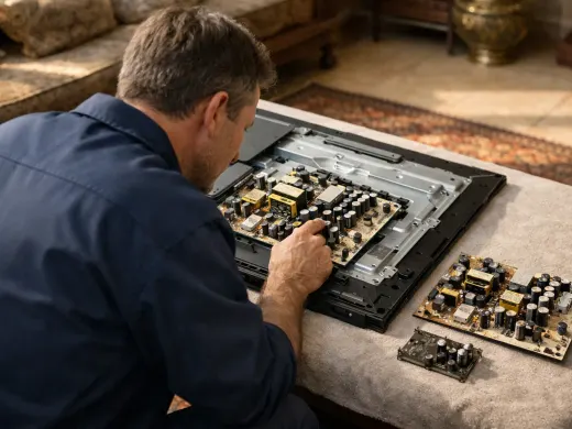 Illustration: a technician inspecting a Kontex appliance