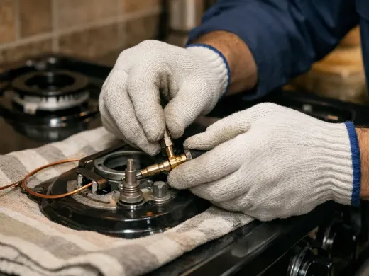 Illustration: a technician inspecting a White Point appliance